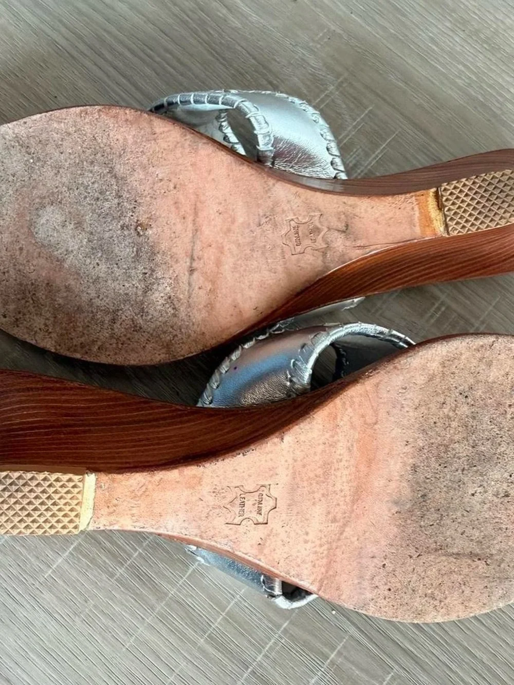 Vintage Jack Rogers Silver Metallic Leather Thong Sandals